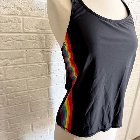 🚨4/$25 NWT Human Kind X Target Pride Black Swim Tankini Top Size Small - Picture 3 of 8